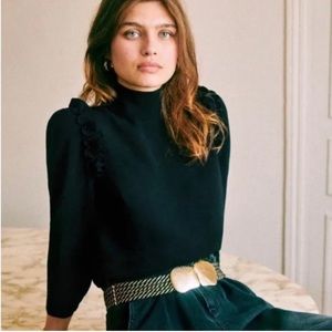 EUC Sezane Jackie Black Blouse 38